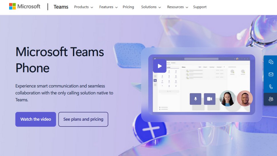 Microsoft Teams Phone website screenshot (August 2025).