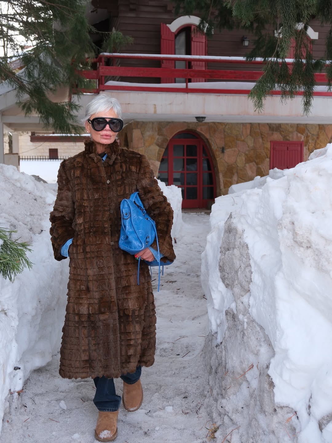 woman wearing brown faux fur coat 2026