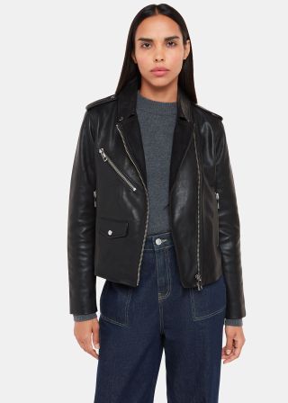 Black Agnes Pocket Leather Jacket