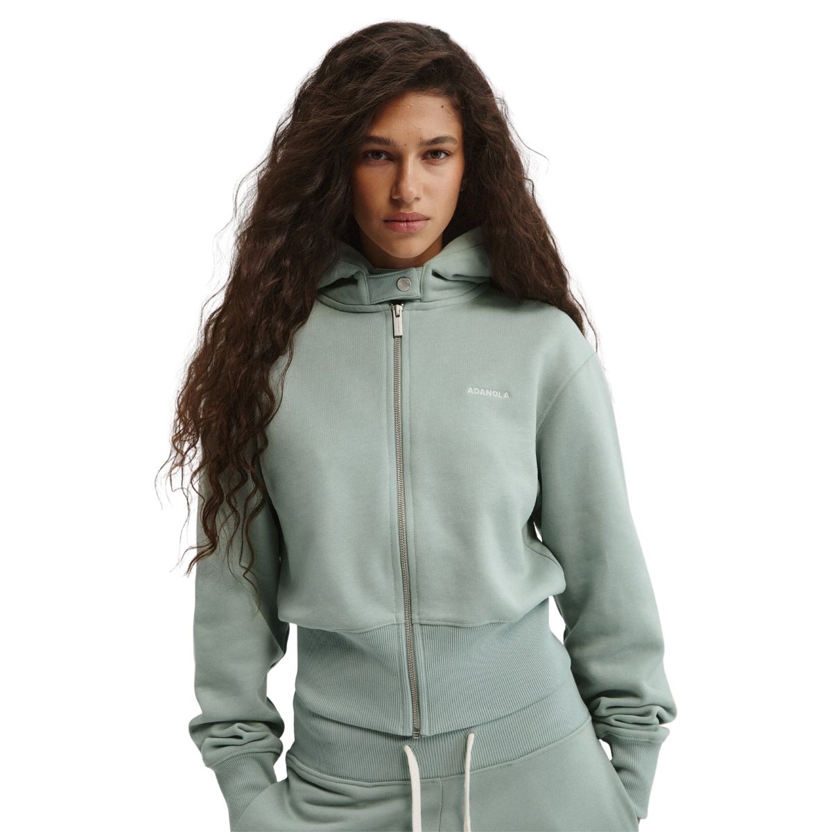Cinch Hem Full Zip Hoodie - Cloud Blue