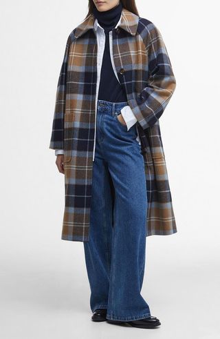 Kira Tartan Wool Blend Car Coat