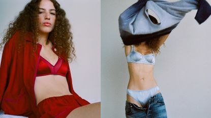 a model wearing underwear from the jcrew x araks collaboration