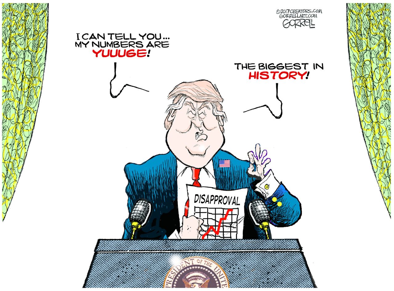 Political cartoon U.S. Trump approval ratings