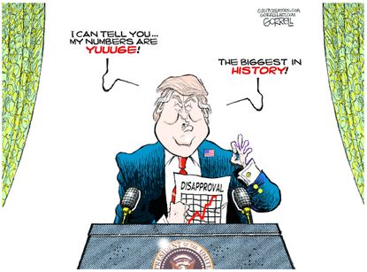 Political cartoon U.S. Trump approval ratings