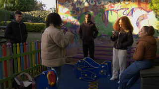 Jada and her friends dance in the park