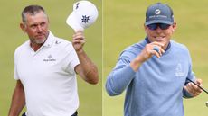 Lee Westwood and Justin Leonard acknowledge the crowd at The Open
