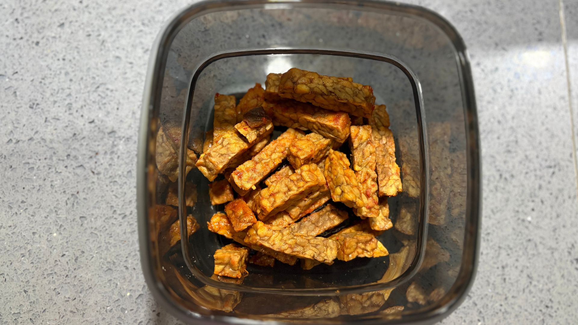 Tempeh marinating in the BORA QVac