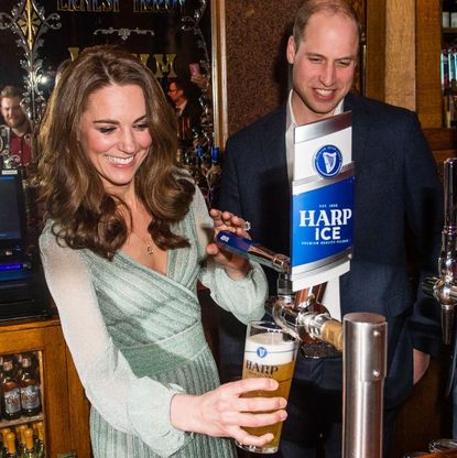 Kate Middleton pouring a pint