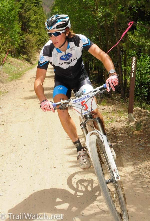 Andy Schultz (Subaru-Trek) riding third with a half lap to go.