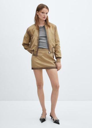 Worn Leather Effect Jacket - Women