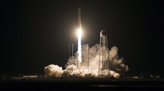 A Northrop Grumman Antares rocket lifts off carrying the Cygnus NG-10 cargo ship on a resupply mission to the International Space Station on Nov. 17, 2018. The mission launched from Pad-0A at NASA's Wallops Flight Facility on Wallops Island, Virginia.