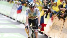 Tadej Pogačar finishes stage eight of the Tour de France 
