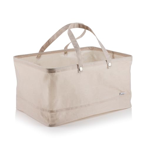 Minky Fabric Water-Resistant Laundry Basket, Collapsible 52l Fabric Hamper
