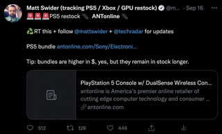 PS5 restock Antonline Twitter tracker Matt Swider