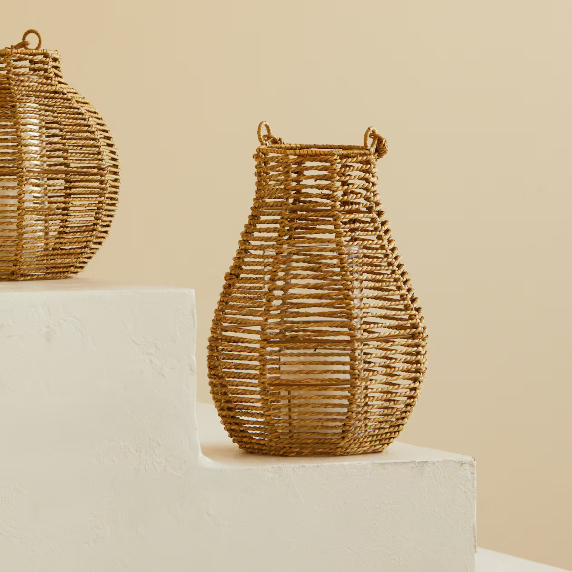 Large Seagrass Candle Lantern
