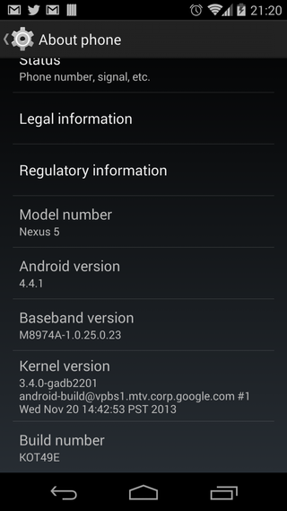 Android 4.4.1 on Nexus 5