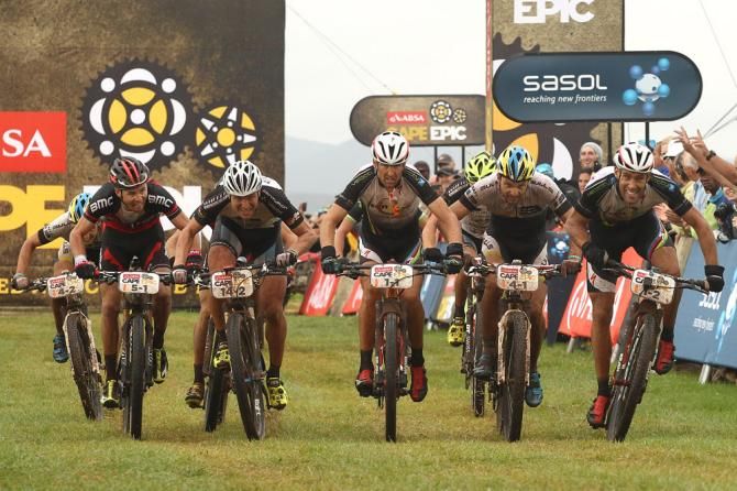 Five teams sprint it out for second place in stage 1 at Cape Epic