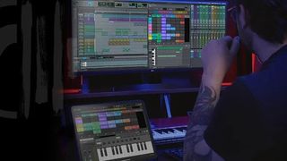 Person using Pro Tools in a studio