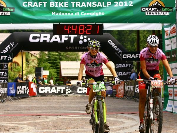 Stage winners of women's category Sally Bigham, left and Milena Landtwing of Centurion-Vaude/Topeak Ergon