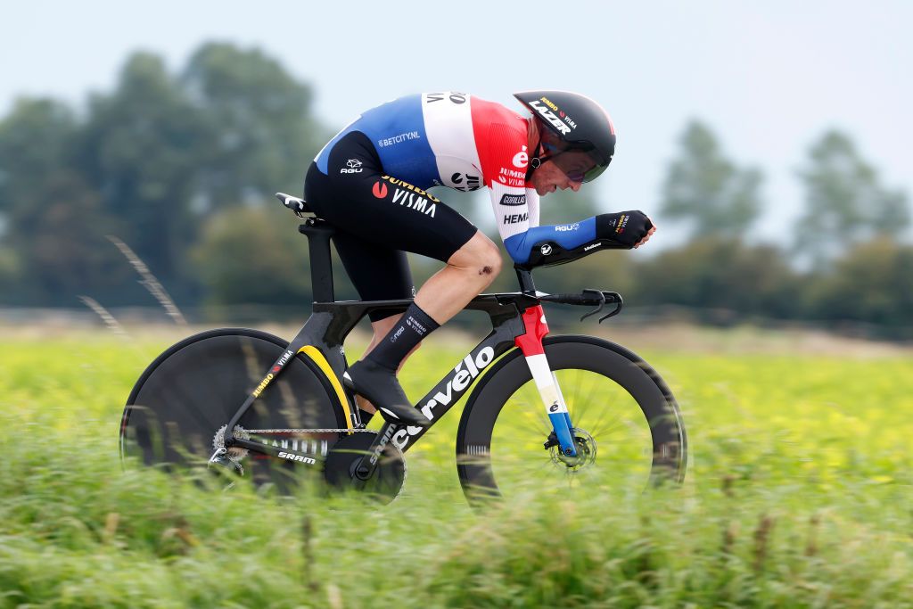 SLUIS NETHERLANDS AUGUST 24 Jos Van Emden of The Netherlands and Team JumboVisma sprints during the 19th Renewi Tour 2023 Stage 2 a 136km individual time trial stage from Sluis to Sluis on August 24 2023 in Sluis Netherlands Photo by Bas CzerwinskiGetty Images