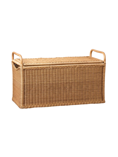 Oversized Rectangle Rattan Woven Blanket Chest 