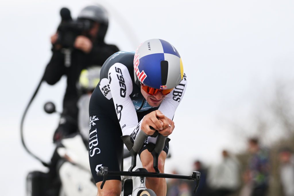 LIDO DI CAMAIORE ITALY MARCH 10 Thomas Pidcock of The United Kingdom and Q365 Pro Cycling Team competes during the 60th TirrenoAdriatico 2025 Stage 1 a 115km individual time trial stage from Lido di Camaiore to Lido di Camaiore UCIWT on March 10 2025 in Lido di Camaiore Italy Photo by Tim de WaeleGetty Images