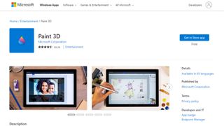 Website screenshot for Microsoft Paint 3D