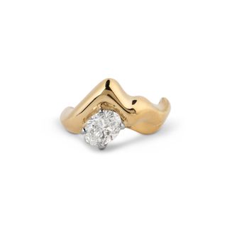 Jessie Thomas Jewellery, Larger Diamond Version of the Sculptural Curved Oval Ring