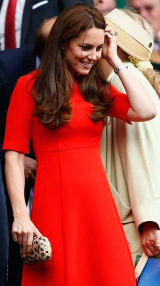 Kate Middleton attends day nine of the Wimbledon Lawn Tennis Championships at the All England Lawn Tennis and Croquet Club on July 8, 2015