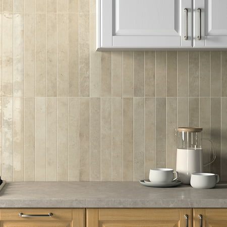 The Tile Life Vela 2" X 16" Home Glossy Porcelain Subway Wall Tile, Case of 50