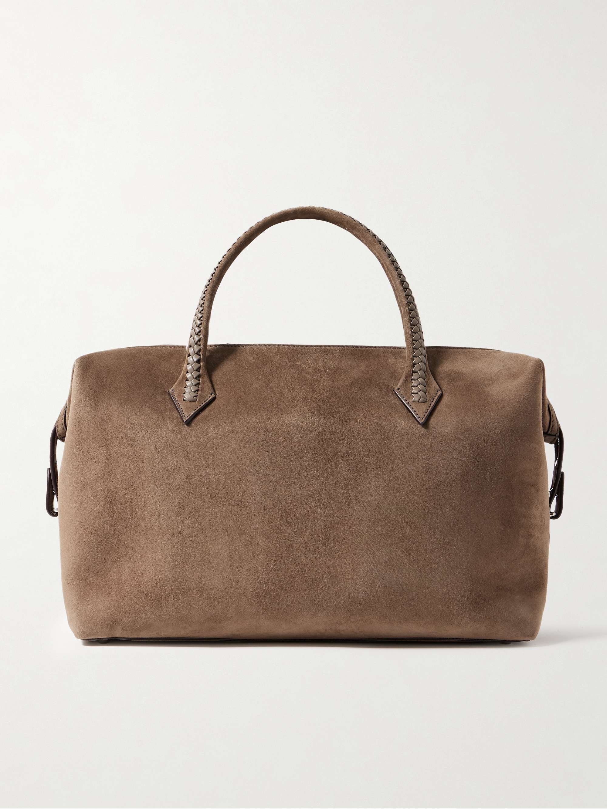 Vérité City Medium Braided Leather-Trimmed Suede Tote
