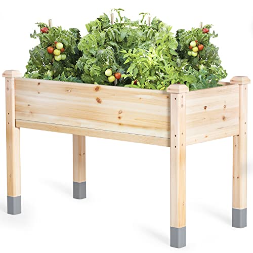 Mixc Wooden Raised Garden Bed With Legs, 48&amp;rdquo;l X 24&amp;rdquo;w, Elevated Reinforced Large Planter Box for Vegetable Flower Herb Outdoors - Beam and Column Structure - Unmatched Strength Outlast