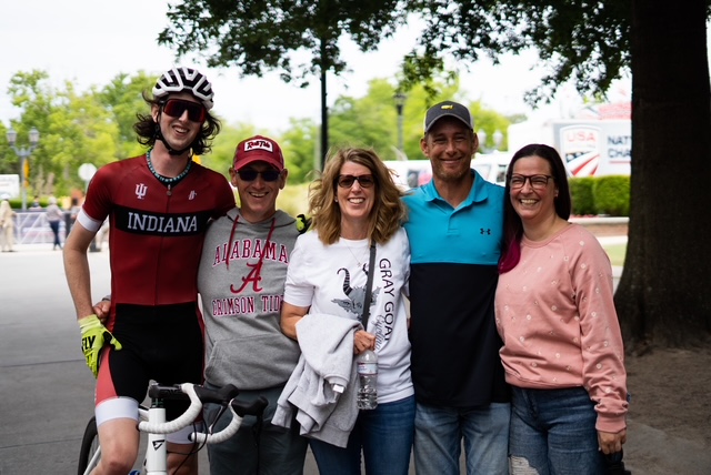 Jake Richards (left) with his family at USA Cycling Collegiate Road Nationals in Georgia