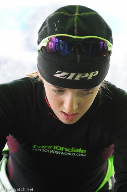 Kaitie Antonneau (Cannondale) focusing on her warmup