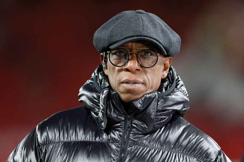 Ian Wright, football pundit and former footballer looks on before the Emirates FA Cup Fourth Round match between Manchester United and Leicester City at Old Trafford on February 7, 2025 in Manchester, England.