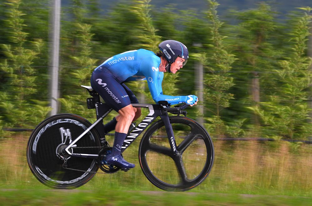 Carlos Betancur (Movistar) during the stage 16 time trial at the Giro d'Italia