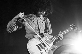 Jimmy Page performs onstage with Led Zeppelin at Oude Rai in Amsterdam, Netherlands on May 27, 1972