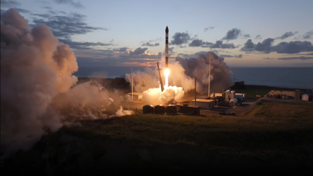 A Rocket Lab Electron rocket launches on the "Eight Days A Week" mission from New Zealand on March 20, 2026.