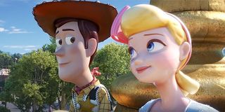 Bo Peep admiring Woody in Toy Story 4