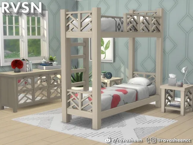 Мод The ​​Sims 4 - Двухъярусные кровати от Равашина
