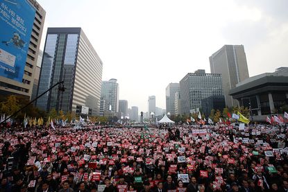 Tens of thousands of protesters demand resignation from South Korean president
