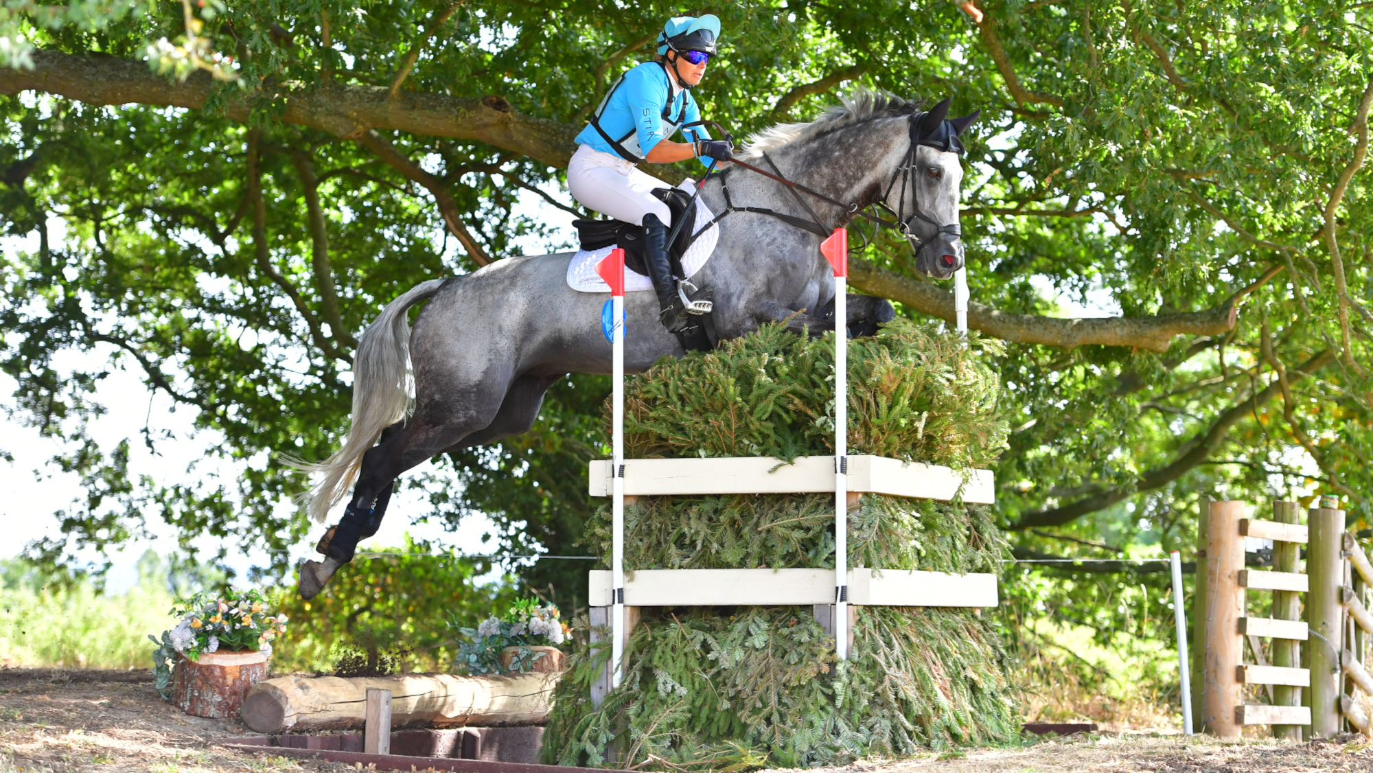 Pictured British eventer Izzy Taylor and SBH Big Wall during the Hartpury cross-country. 
