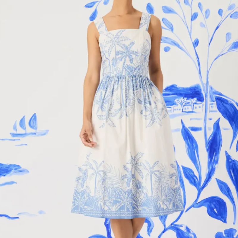 blue and white summer dress