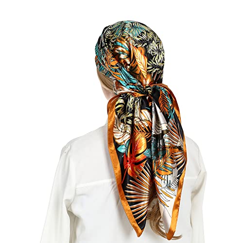 Riiqiichy Head Scarf for Women Like Silk Satin Scarf for Hair Wrapping at Night Bandana Square Scarf for Sleeping 35 Inch