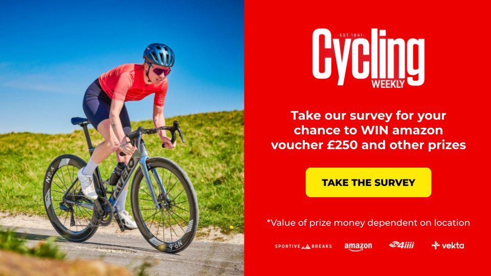 A woman riding and information about the CW survey