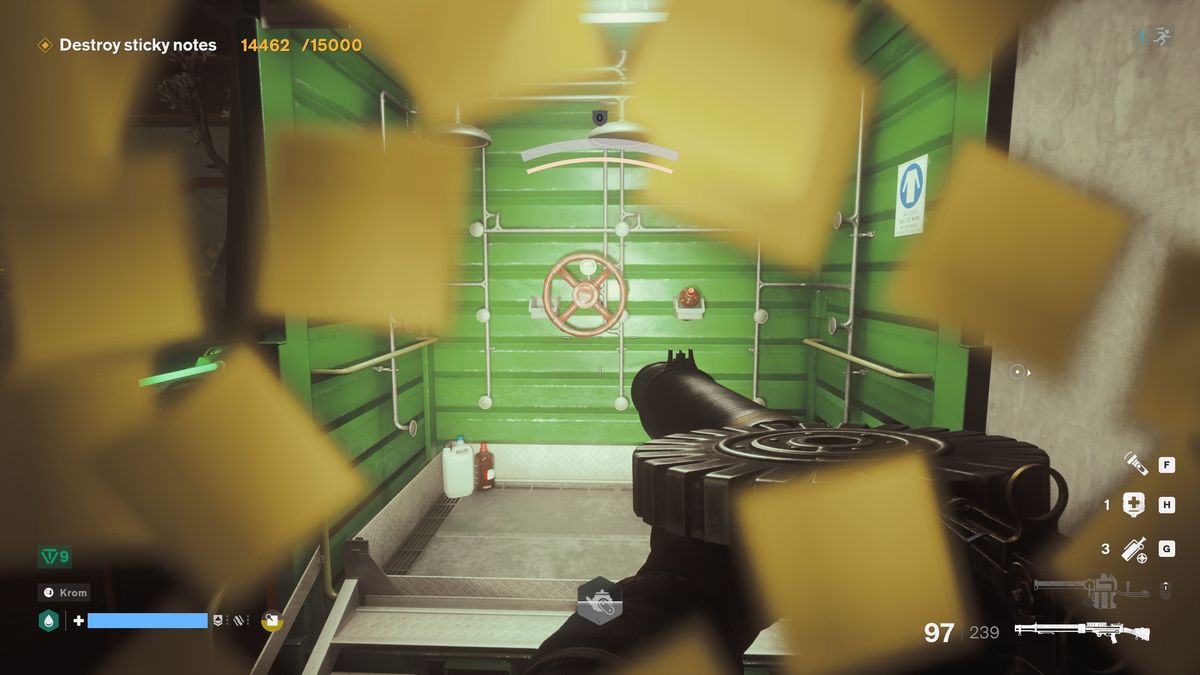 Firebreak sticky notes stuck to screen