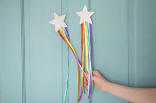 Easy crafts for kids illustrated by rainbow star wands