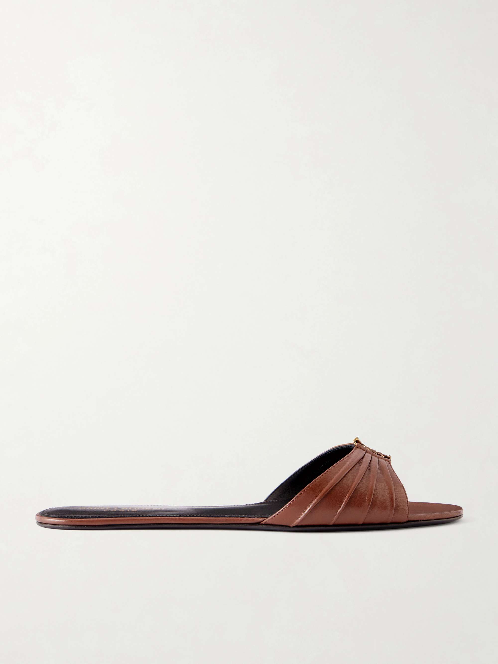 Babylone Embellished Gathered Glossed-Leather Slides