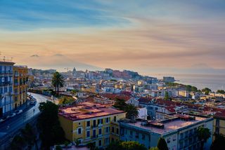 High-angle view of Naples cityscape Napoli, Italy