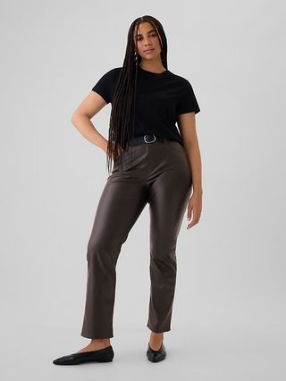 High Rise Recycled Vegan Leather &apos;90s Straight Pants